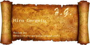 Hirn Gergely névjegykártya